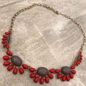 Francesca’s Red and Gray Statement Necklace